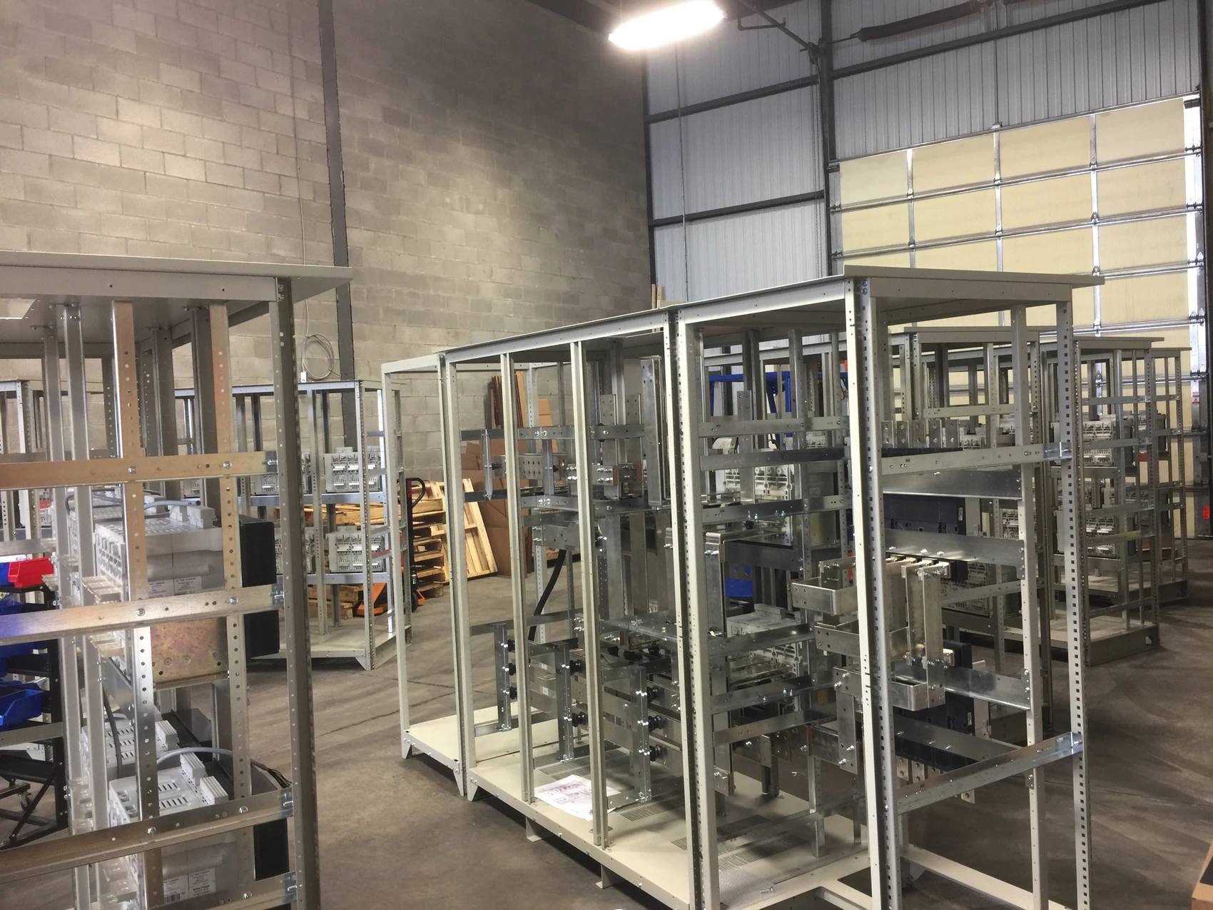 Electrical cabinet frames on the assembly line