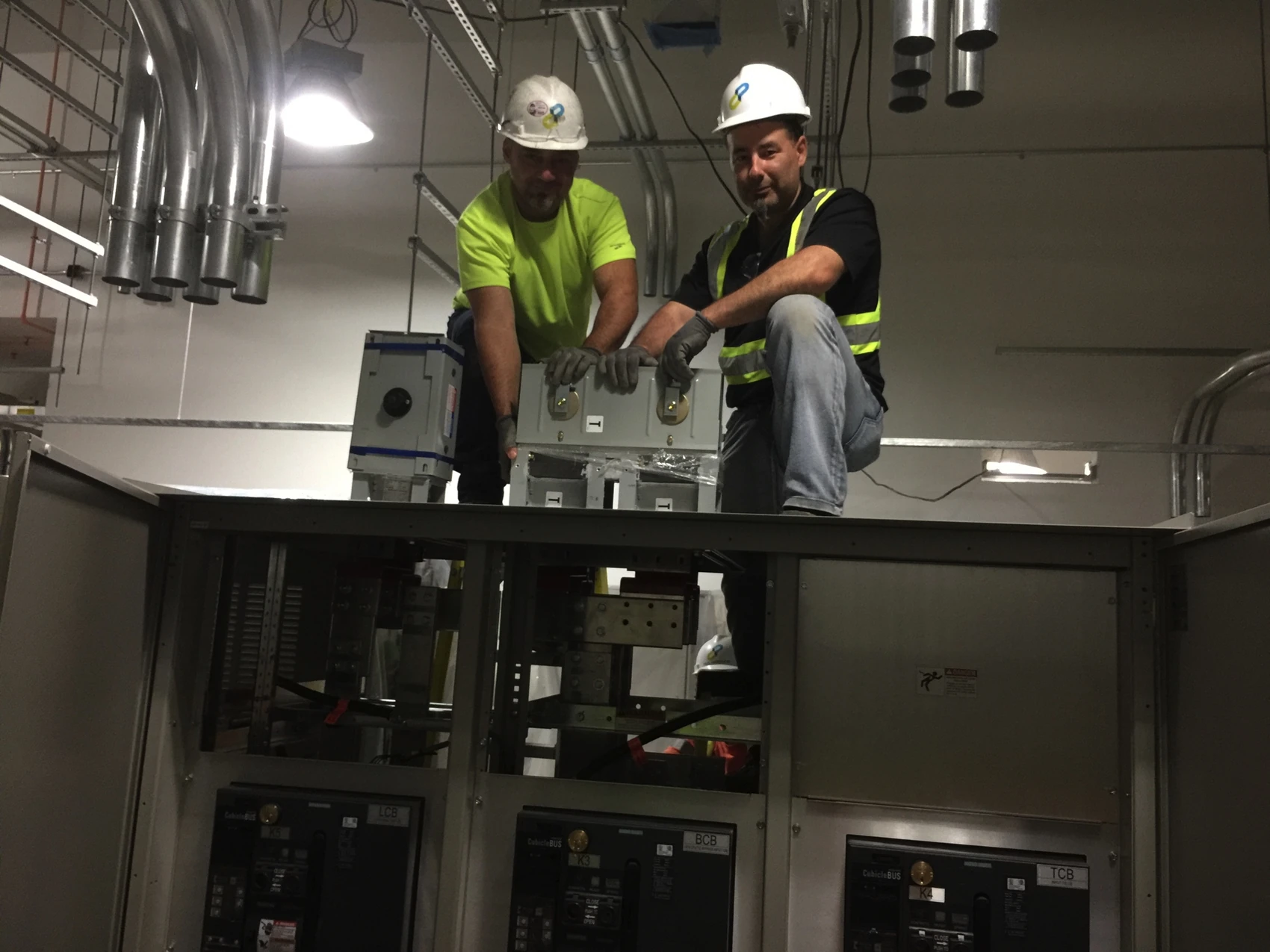Technicians working at the installation